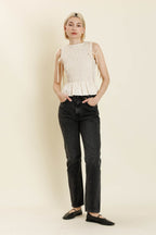 Millie Detachable Sleeve Top- Eggshell