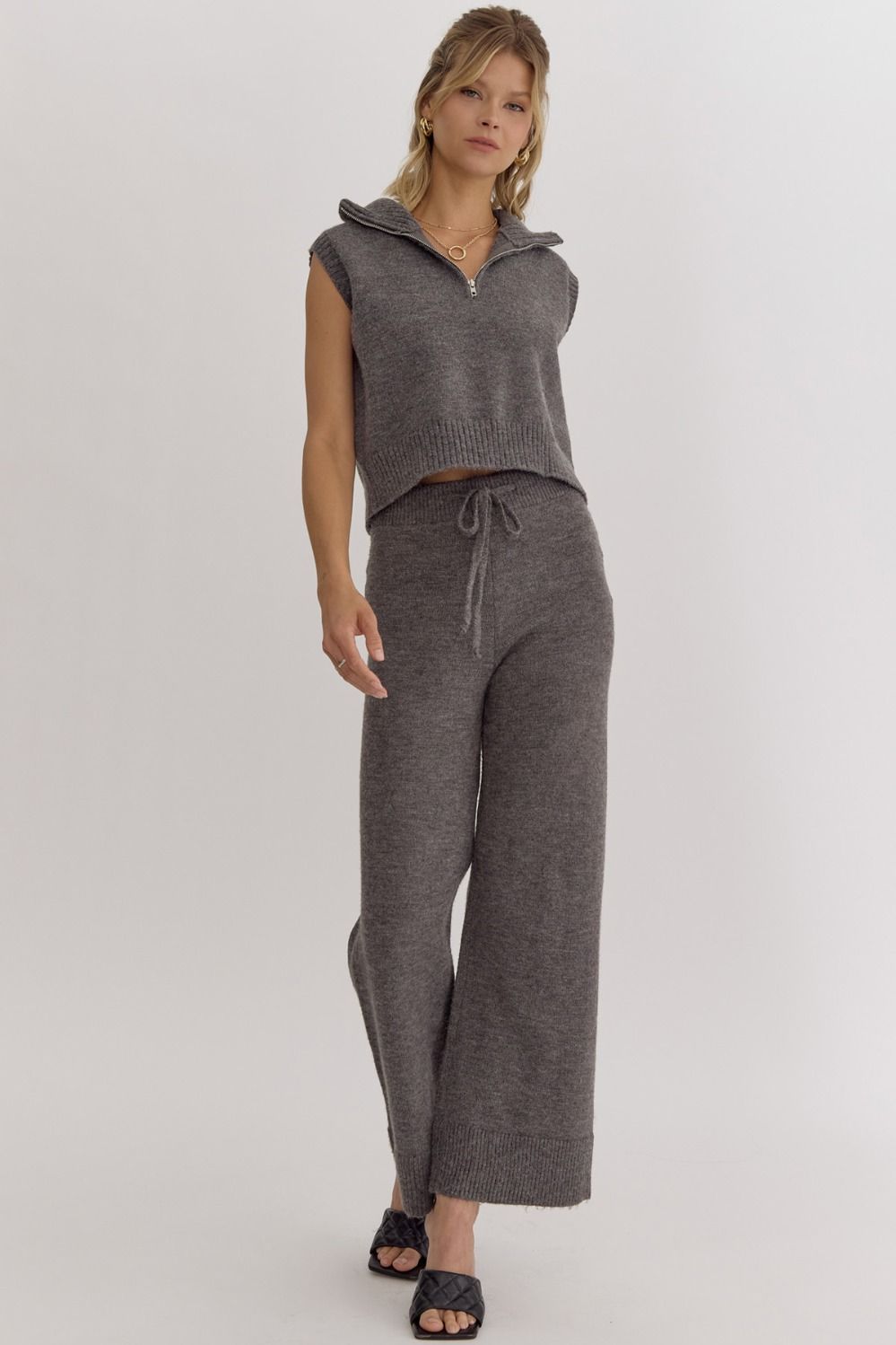 Saylor Sweater Pant- Charcoal