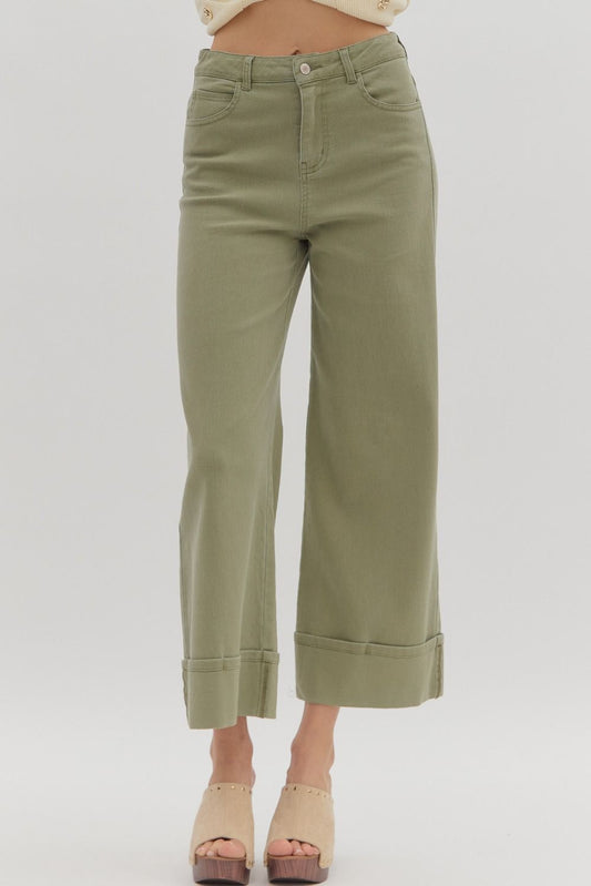 Petra Cuffed Jean- Olive