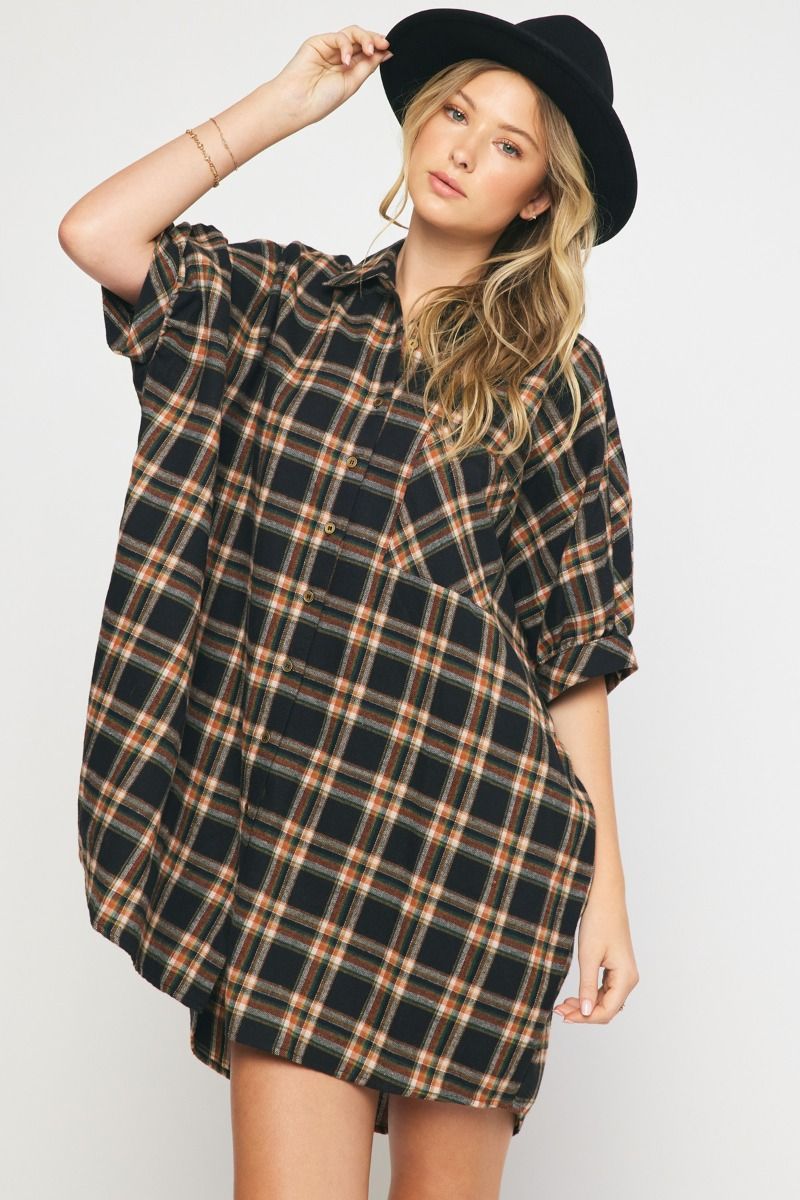 Oversized Flannel Dress