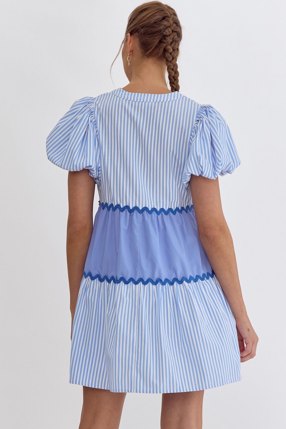 Jana Stripe Dress- Blue/White