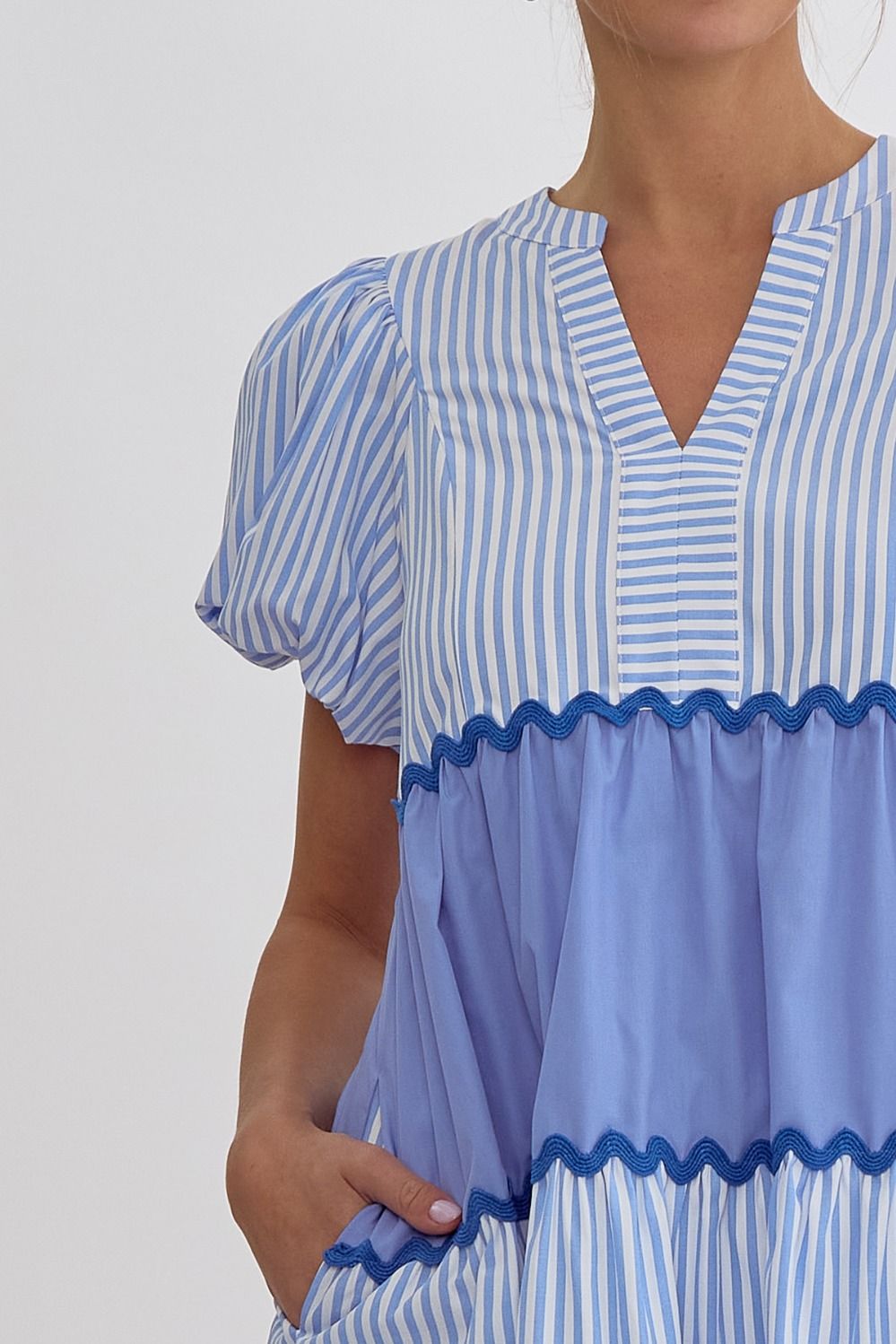 Jana Stripe Dress- Blue/White