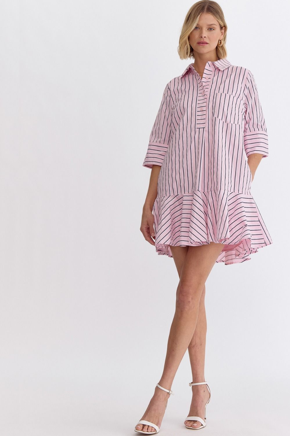 Daely Dress- Pink Stripe