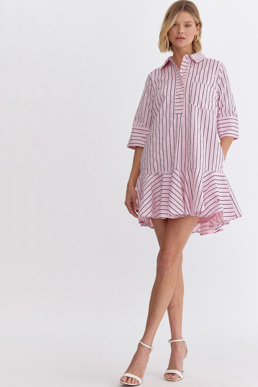 Daely Dress- Pink Stripe