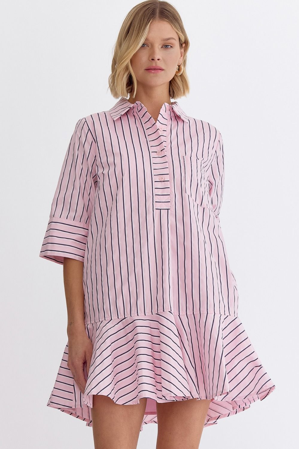 Daely Dress- Pink Stripe