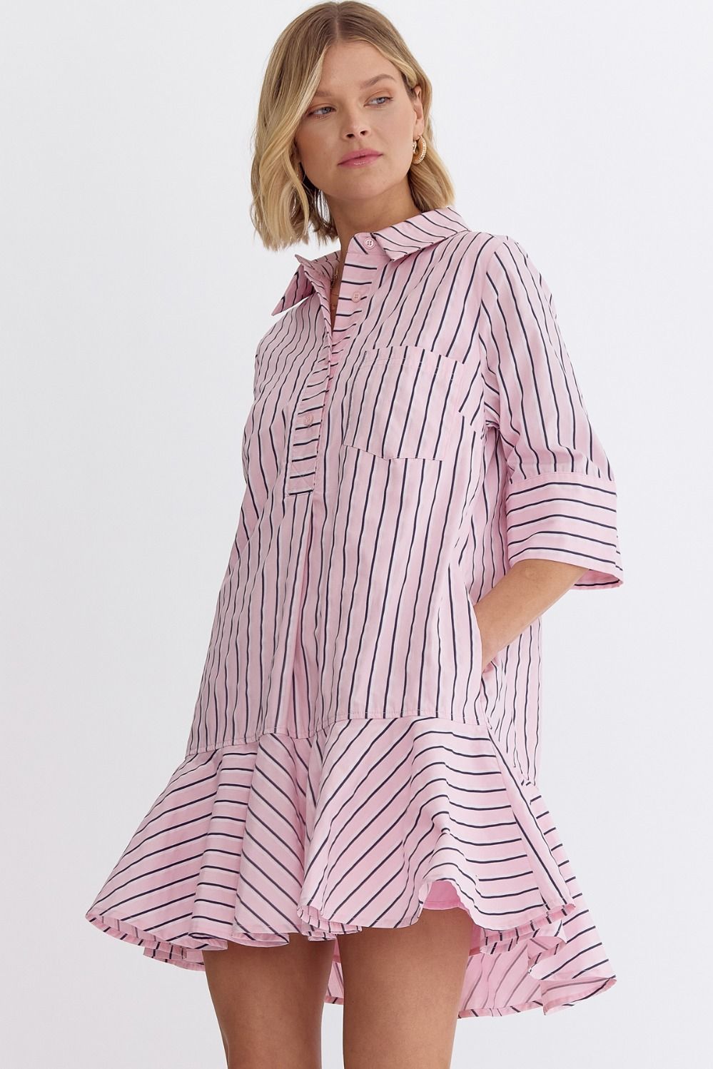 Daely Dress- Pink Stripe