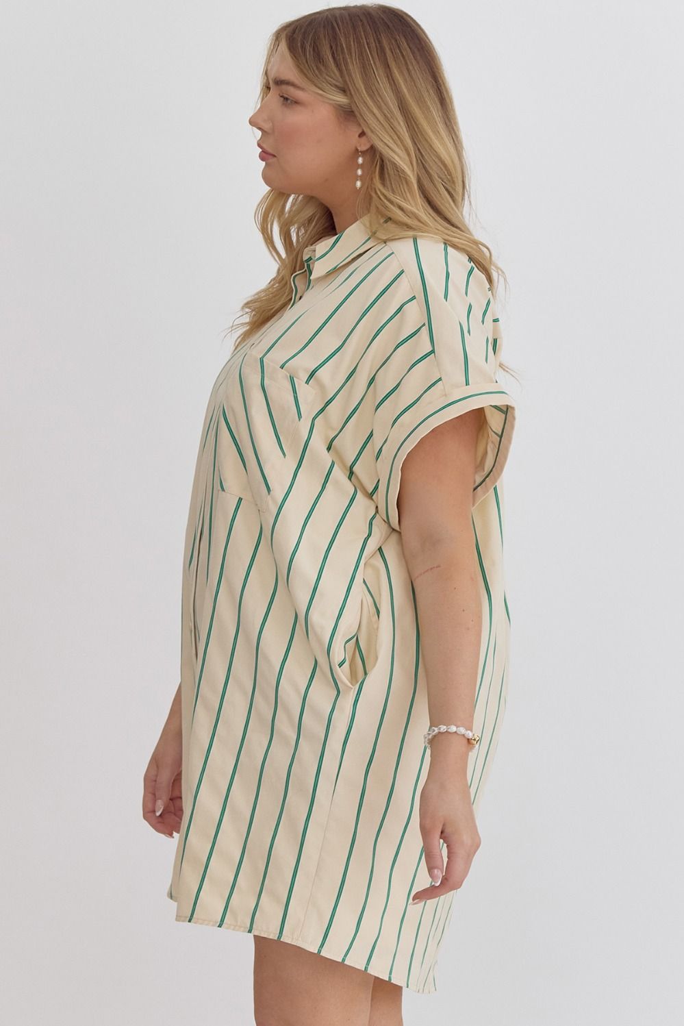 Everly Stripe Dress- Green