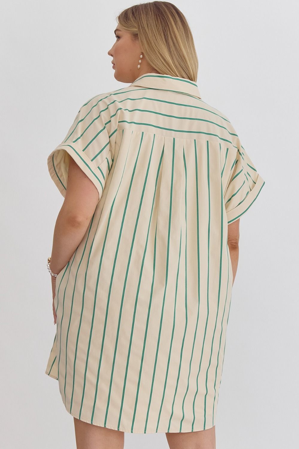 Everly Stripe Dress- Green