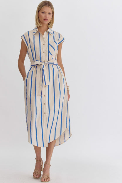 Carol Stripe Midi- Blue