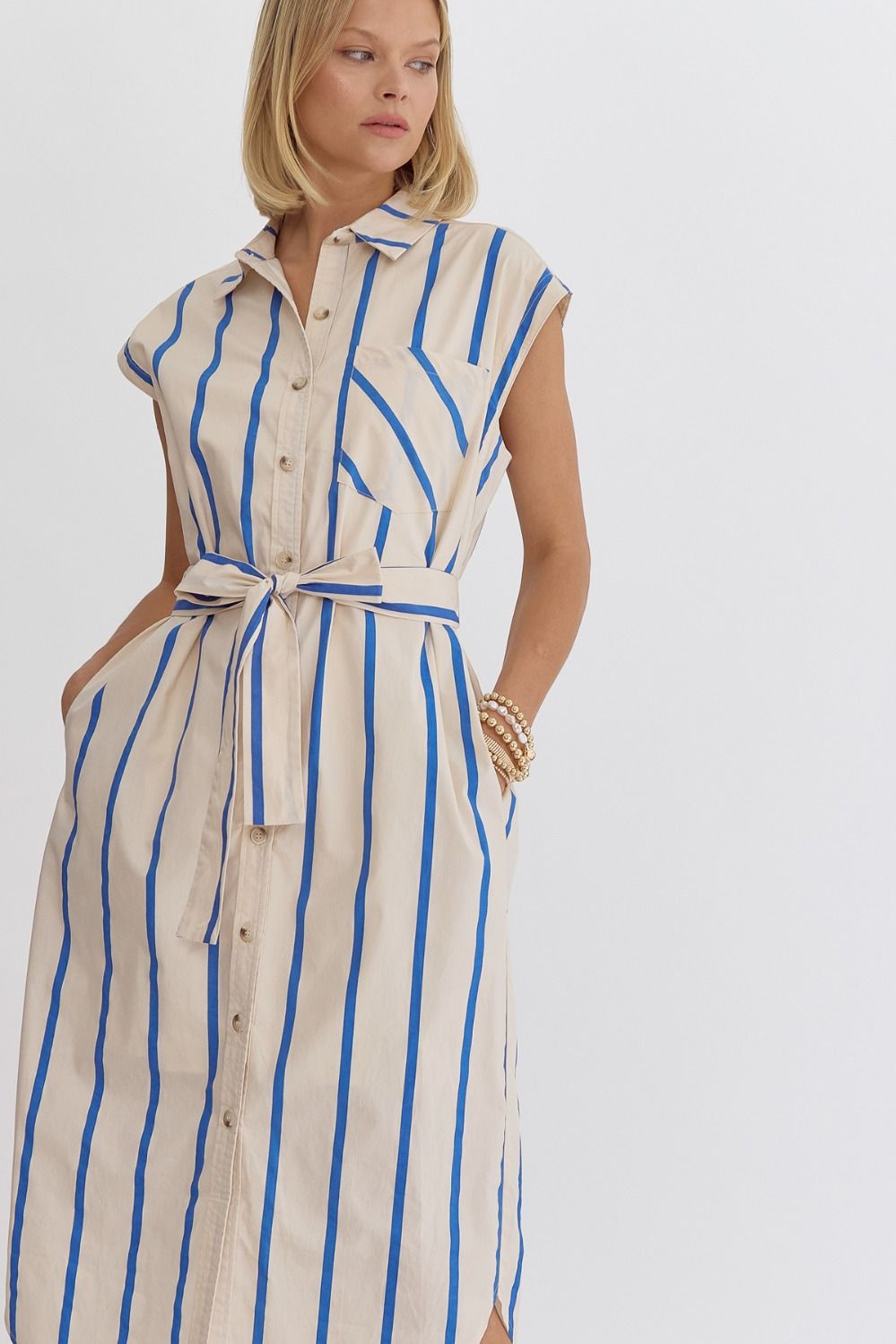 Carol Stripe Midi- Blue