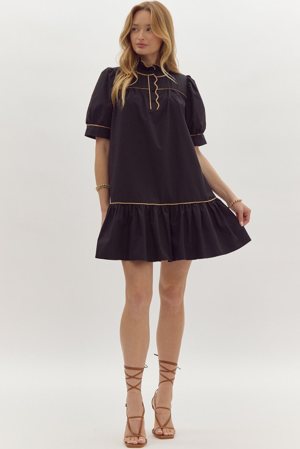 Neely Dress- Black/Tan