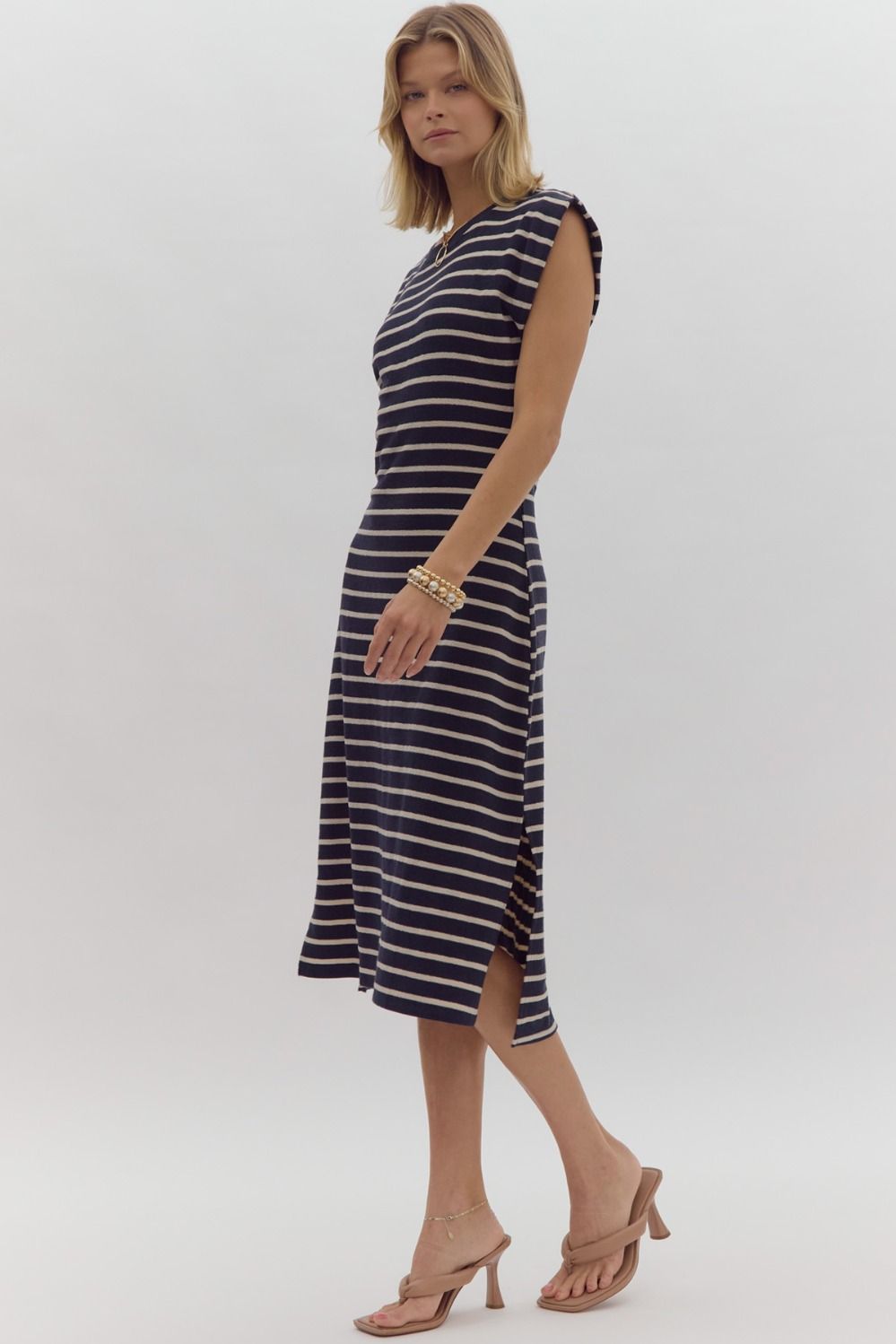 Macie Stripe Dress- Navy