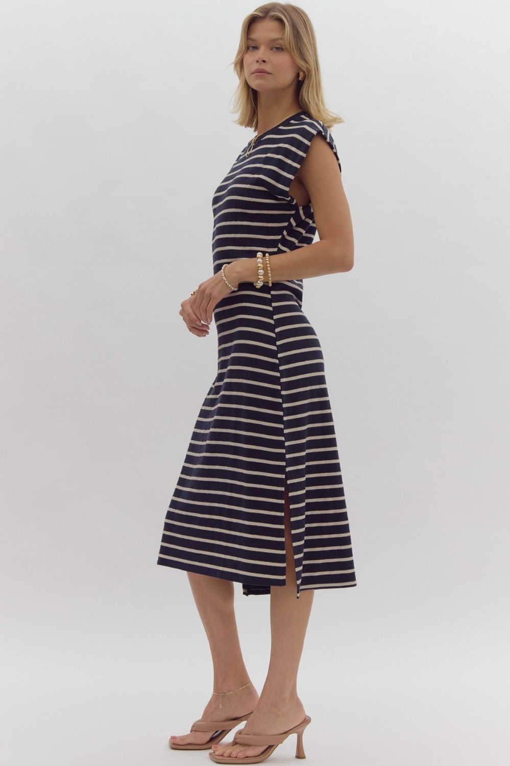 Macie Stripe Dress- Navy