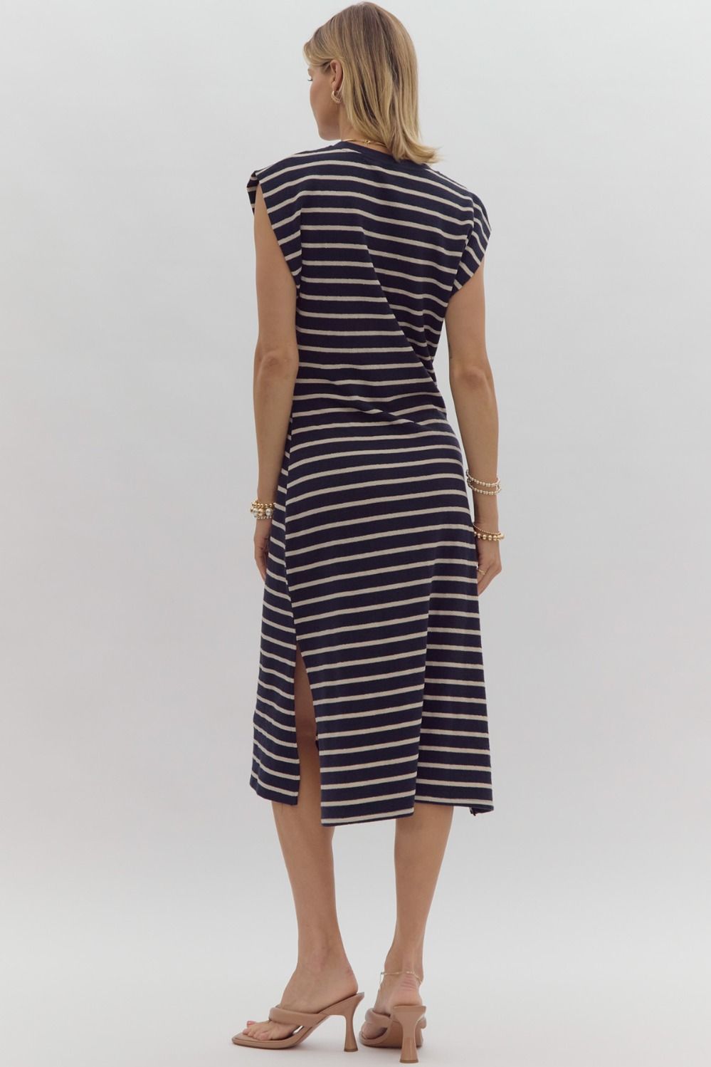 Macie Stripe Dress- Navy