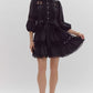 Pearl Button Mini Dress- Black
