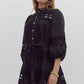 Pearl Button Mini Dress- Black