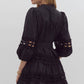 Pearl Button Mini Dress- Black