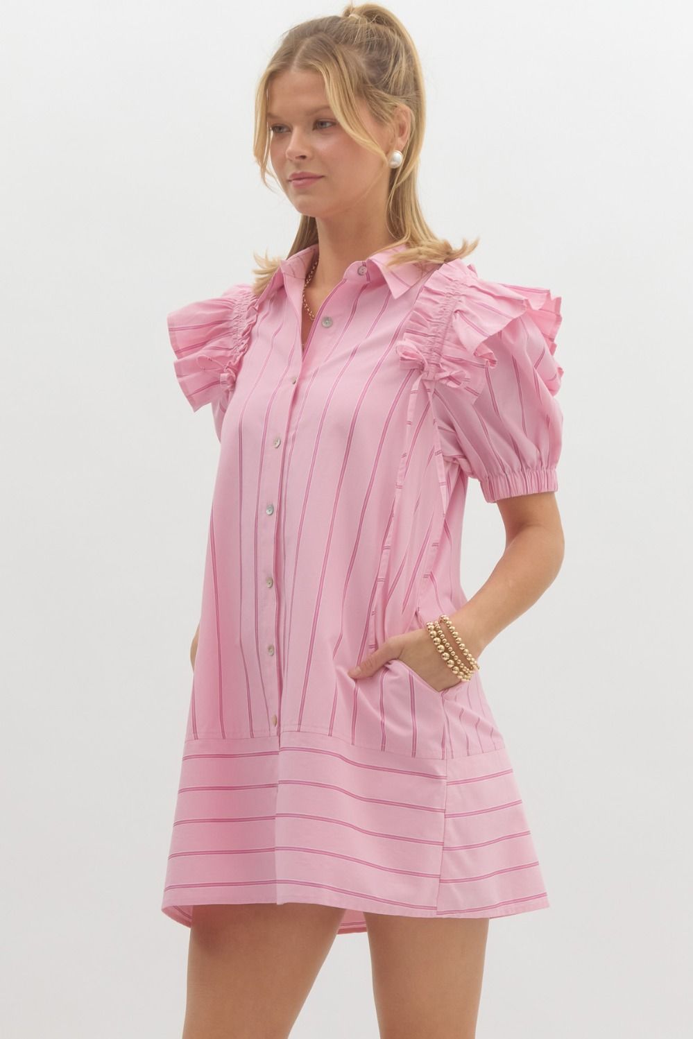 Nova Stripe Dress- Pink