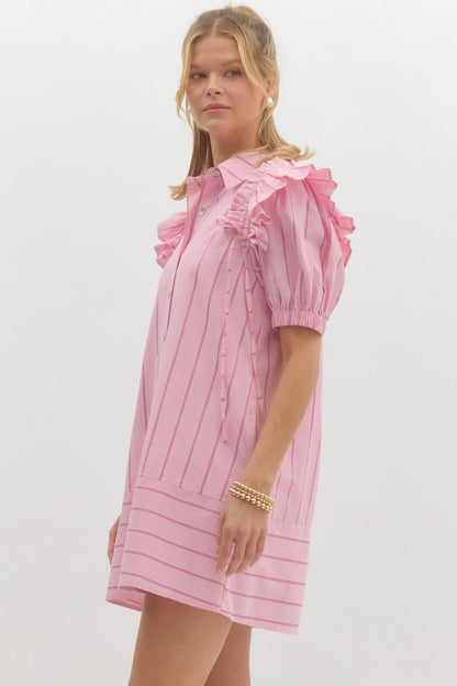 Nova Stripe Dress- Pink