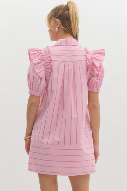 Nova Stripe Dress- Pink
