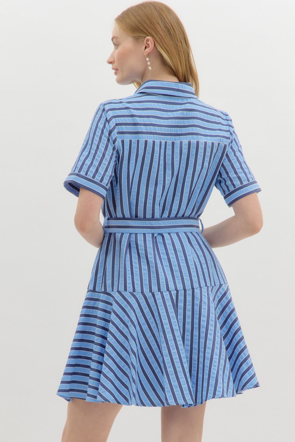 Nina Stripe Mini Dress- Blue