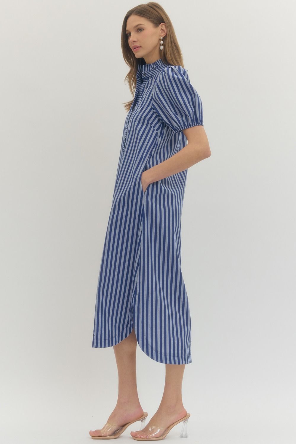 Kennedy Stripe Midi Dress- Navy