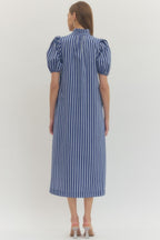Kennedy Stripe Midi Dress- Navy