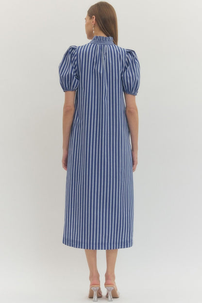 Kennedy Stripe Midi Dress- Navy