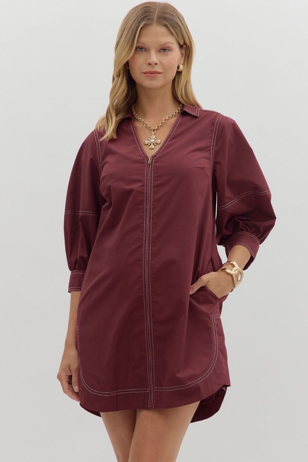 Sylvie Dress- Burgundy