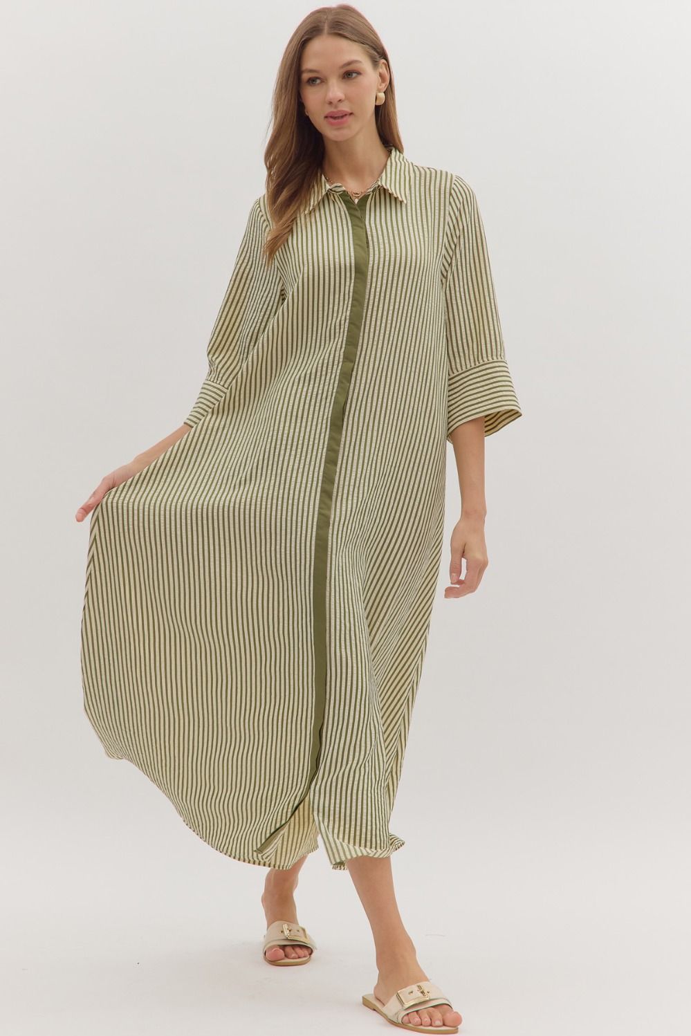 Luca Maxi Dress- Olive Stripe