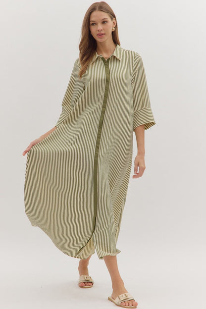 Luca Maxi Dress- Olive Stripe