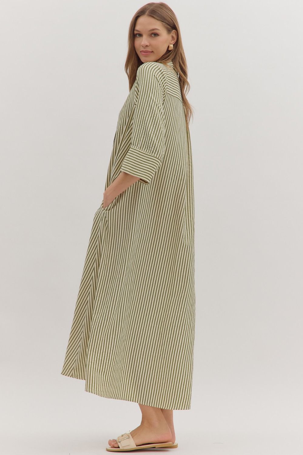 Luca Maxi Dress- Olive Stripe
