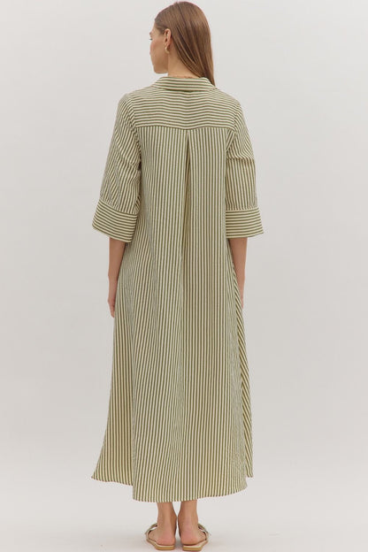 Luca Maxi Dress- Olive Stripe
