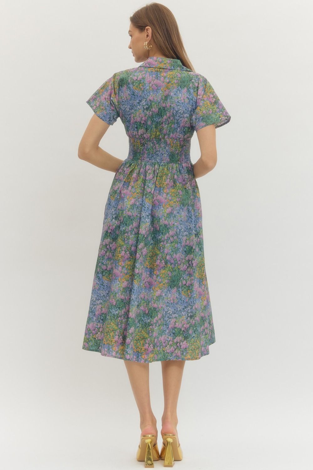 The Garden Zip Dress- Blue