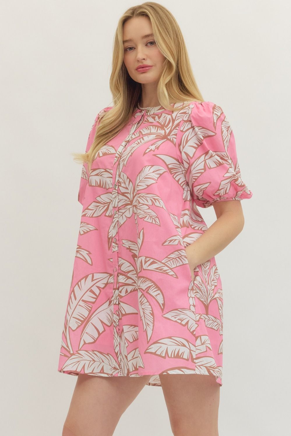 The Palm Mini Dress- Pink