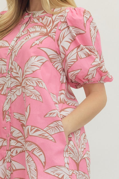 The Palm Mini Dress- Pink