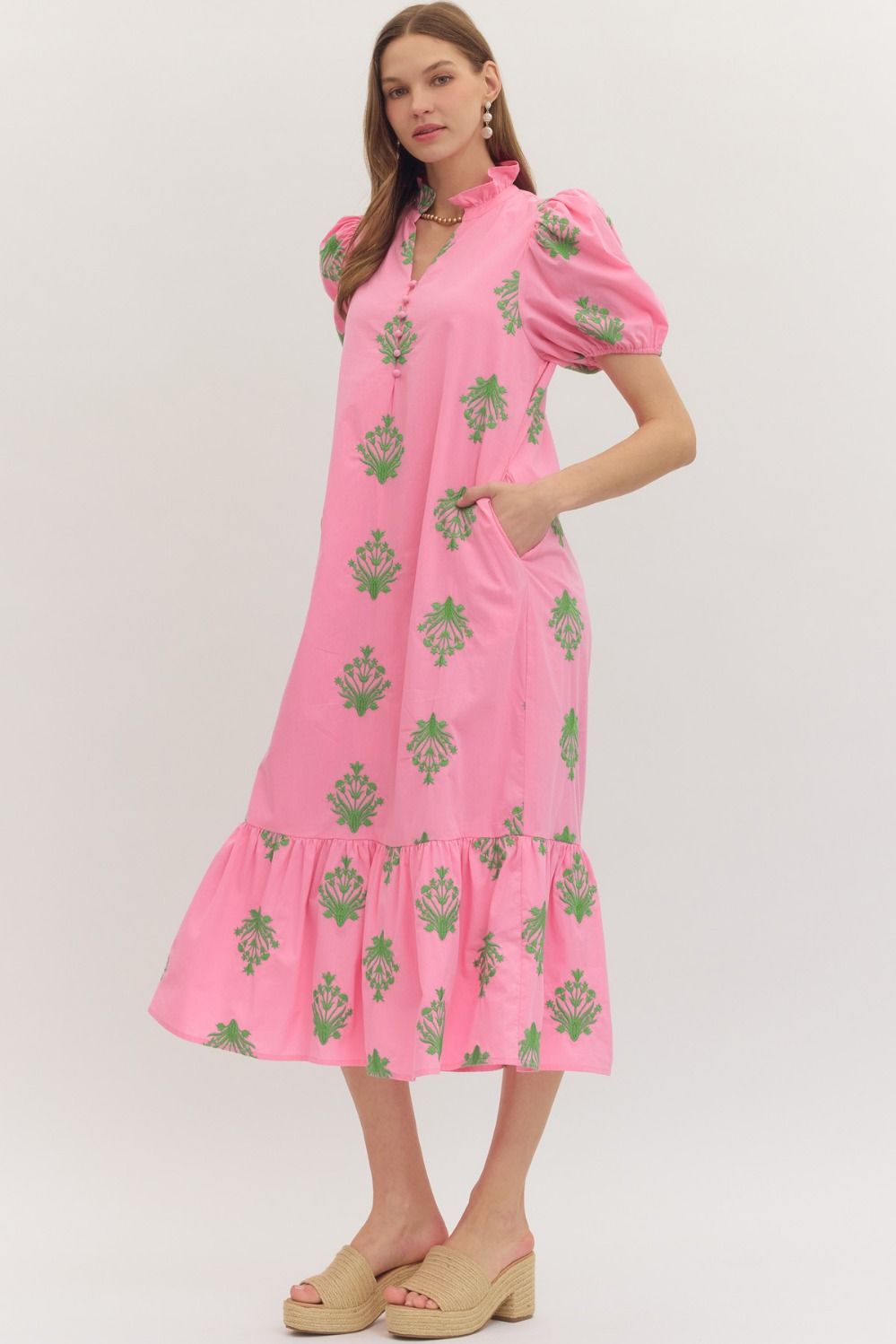 Botanical Maxi Dress- Pink