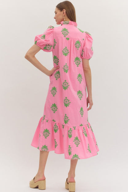 Botanical Maxi Dress- Pink