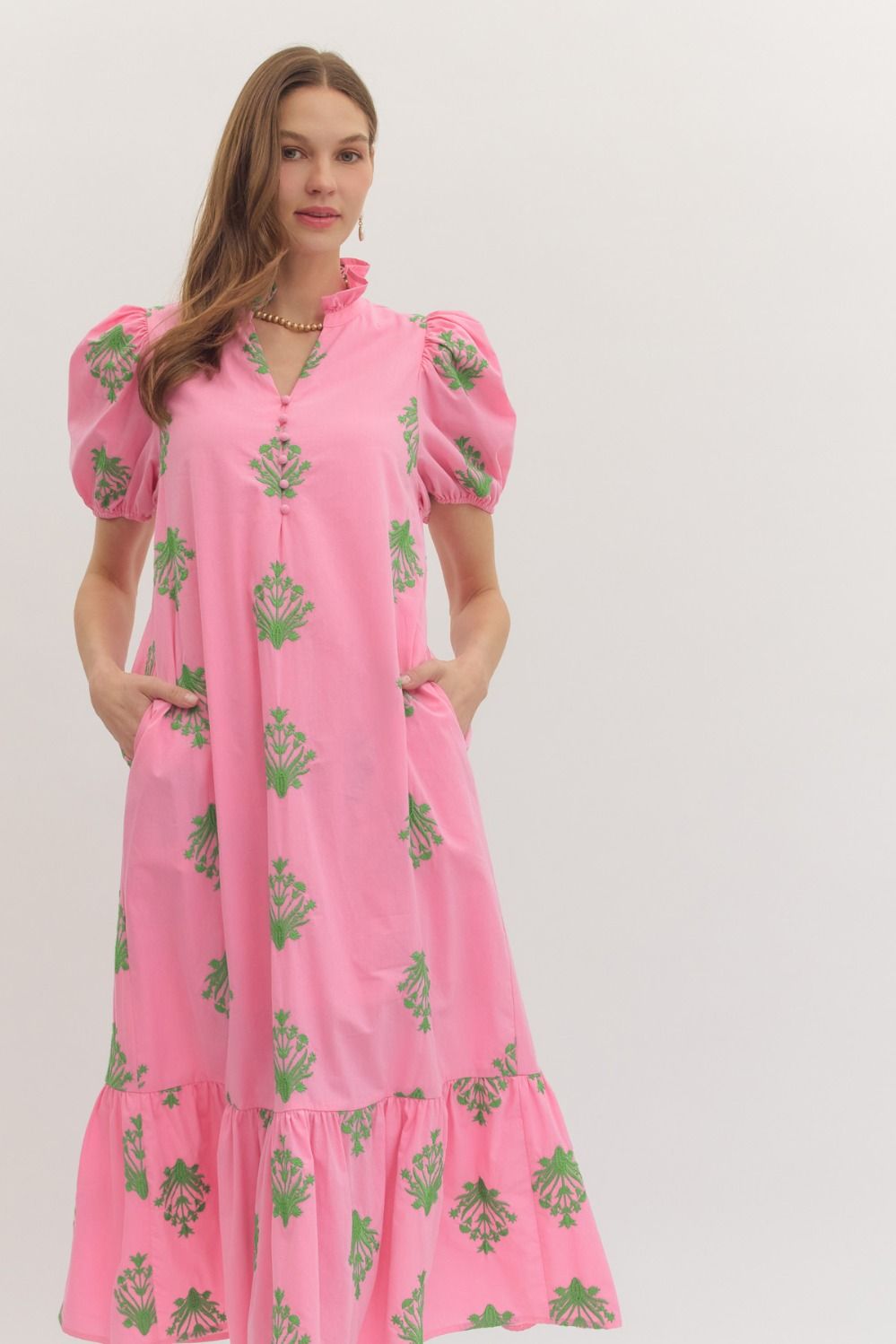 Botanical Maxi Dress- Pink