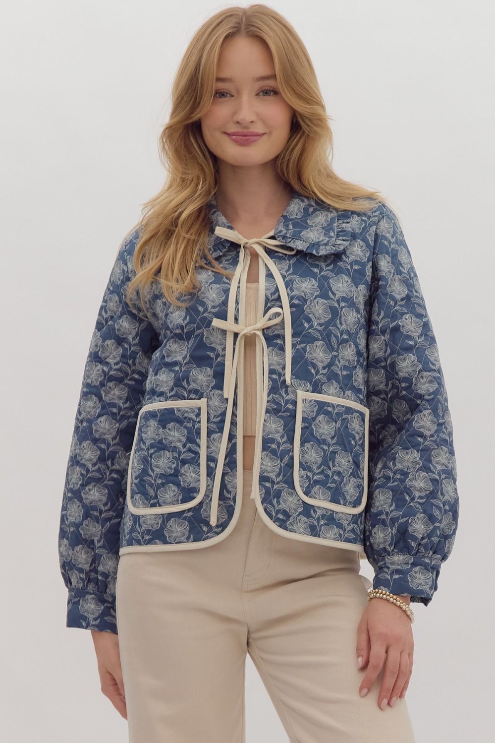 Julie Floral Jacket- Blue