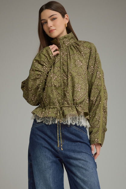 The Millie Paisley Jacket- Olive