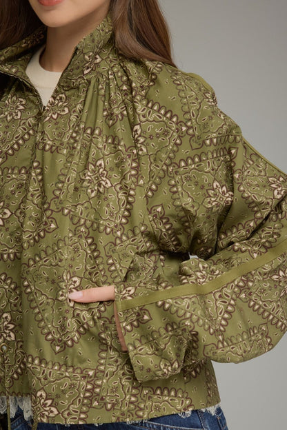 The Millie Paisley Jacket- Olive