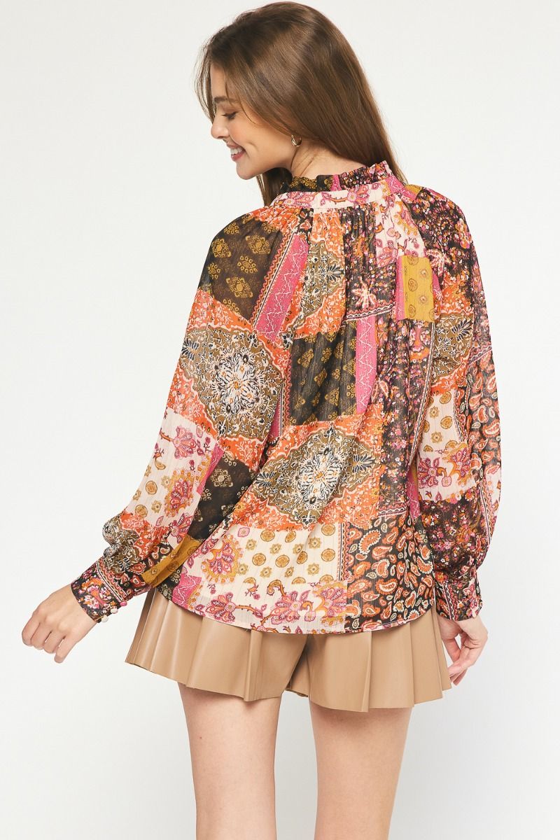 Paisley Top- Rust Multi