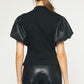 Leather Sleeve Top- Black
