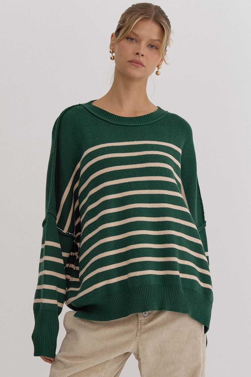 Winnie Sweater- Green Stripe