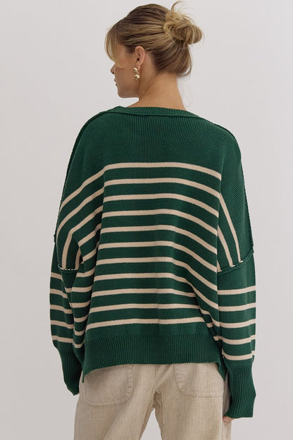 Winnie Sweater- Green Stripe