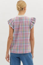 Ruby Plaid Top- Lavender