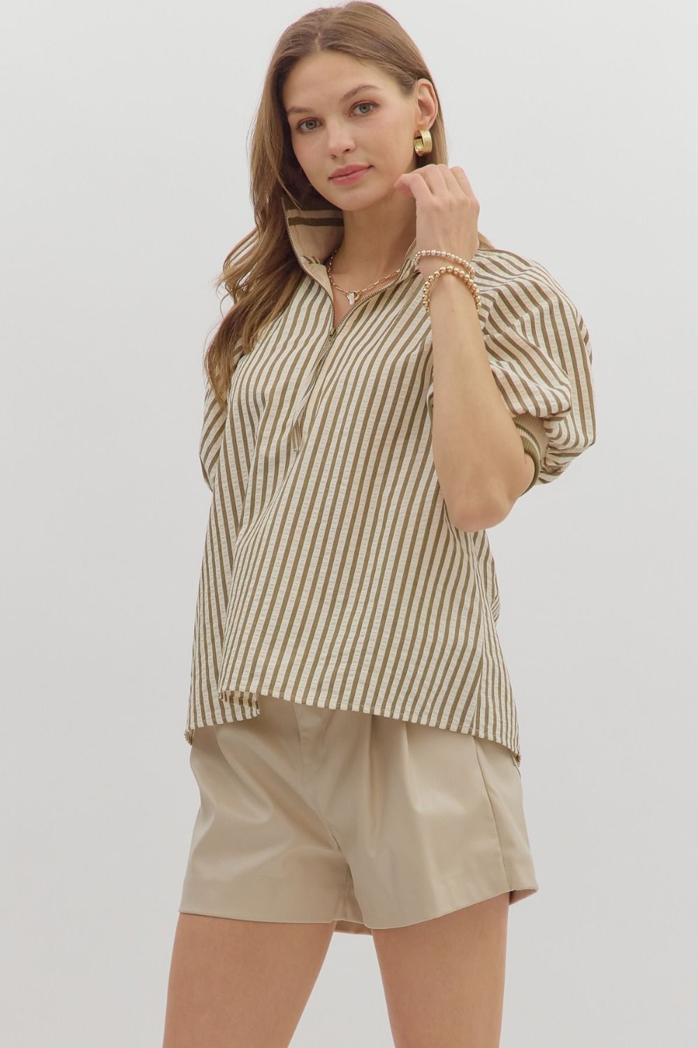 Marin Stripe Top- Olive