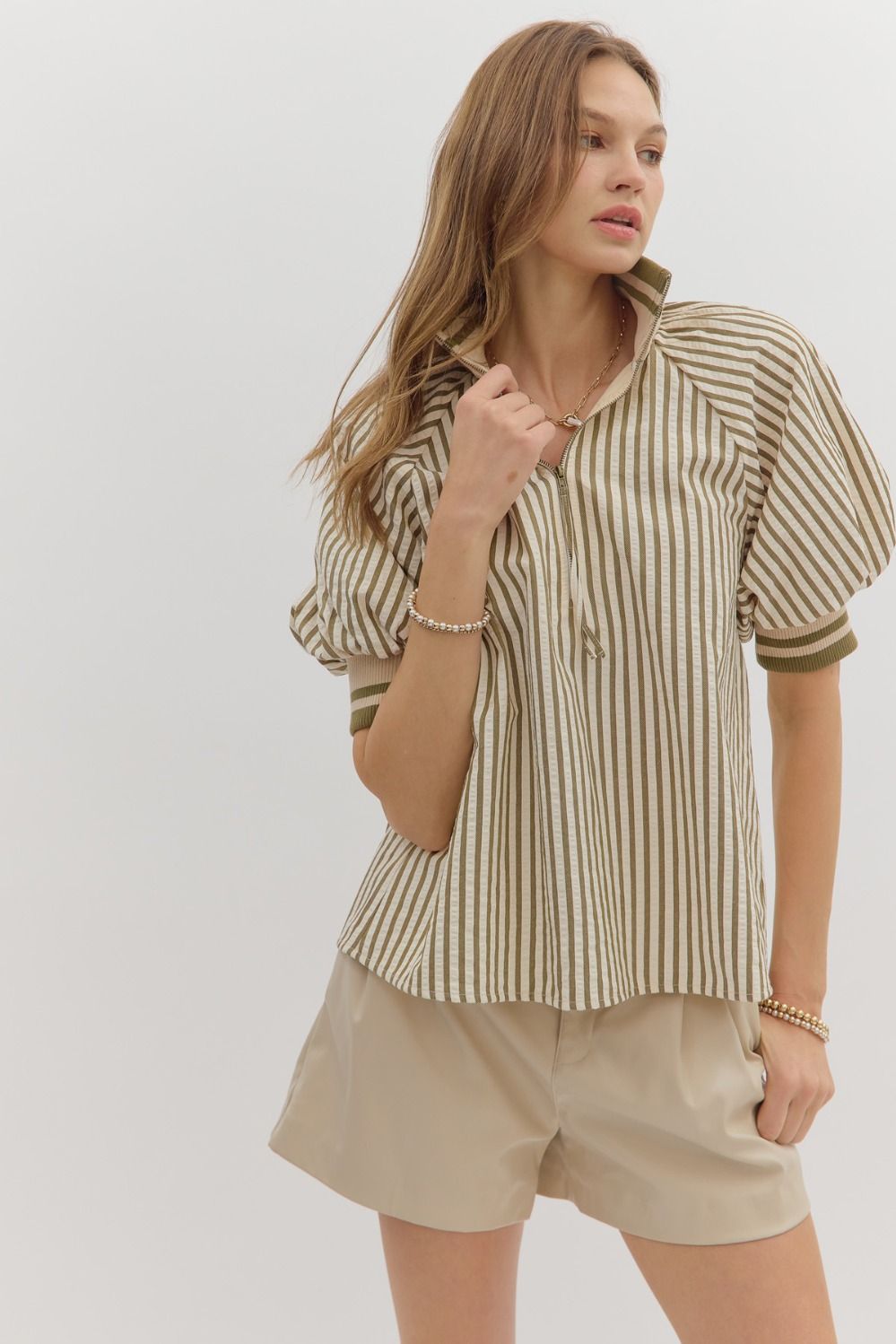 Marin Stripe Top- Olive