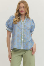 Evelyn Top- Blue/Green